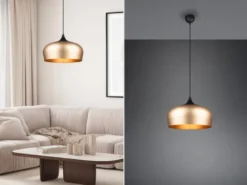 LED Pendelleuchte 1-flammig mit Lampenschirm Messing, Ø 45cm