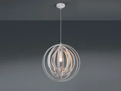 LED Pendelleuchte 1-flammig Naturholz Stufen Dimmer, Ø 50cm