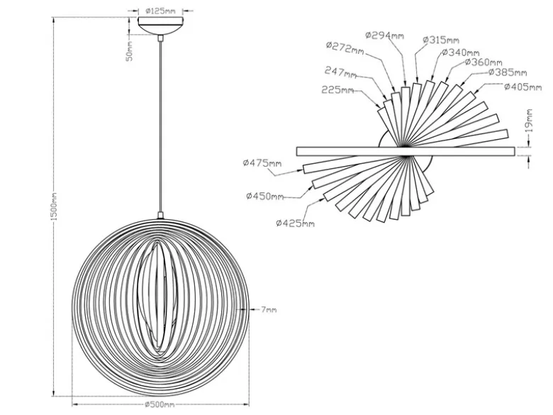 LED Pendelleuchte 1-flammig Naturholz Stufen Dimmer, Ø 50cm
