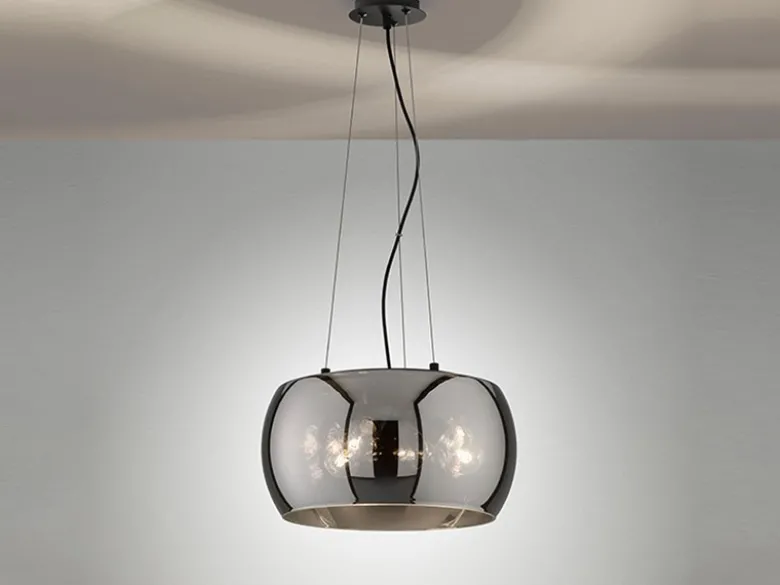 LED Pendelleuchte 3-flammig rund aus Rauchglas Industrial, Ø 40cm