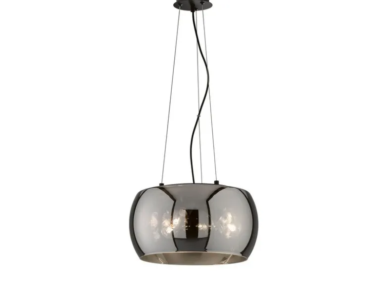 LED Pendelleuchte 3-flammig rund aus Rauchglas Industrial, Ø 40cm