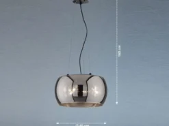 LED Pendelleuchte 3-flammig rund aus Rauchglas Industrial, Ø 40cm