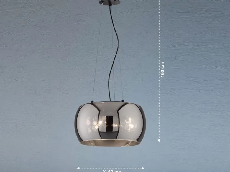 LED Pendelleuchte 3-flammig rund aus Rauchglas Industrial, Ø 40cm