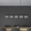 LED Pendelleuchte 5-flammig Schwarz-Glaskugeln Rauchglas, Breite 100cm