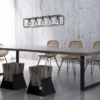 LED Pendelleuchte 5-flammig Schwarz mit Rauchglas, Breite 95cm