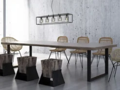 LED Pendelleuchte 5-flammig Schwarz mit Rauchglas, Breite 95cm