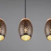 LED Pendelleuchte 3-flammig Schwarz/Gold mit Stanzmuster, Breite 71cm