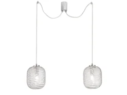 LED Pendelleuchte 2-flammig Wellenmuster Klarglas, Abhängung bis 250cm