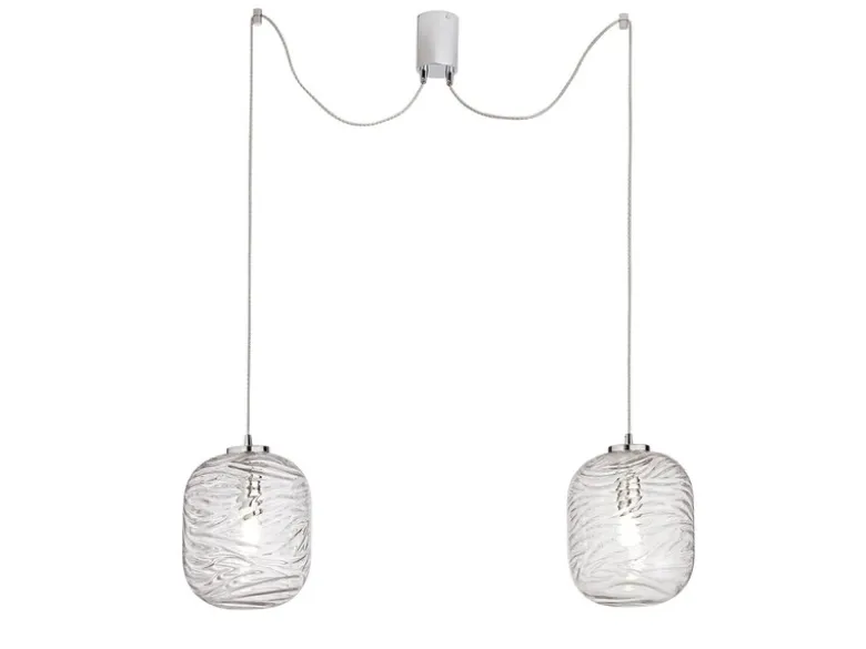 LED Pendelleuchte 2-flammig Wellenmuster Klarglas, Abhängung bis 250cm