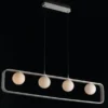 LED Pendelleuchte 4-flammig Weiß Glaskugeln Opalweiß, Breite 100cm