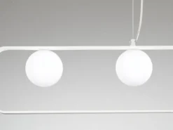 LED Pendelleuchte 4-flammig Weiß Glaskugeln Opalweiß, Breite 100cm