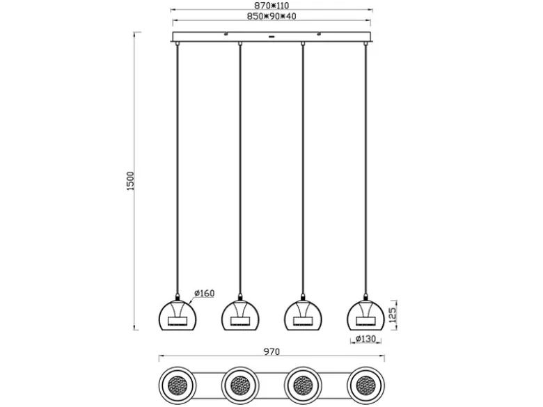 LED Pendelleuchte FLYNT mit Switch Dimmer & Lichtfarbe einstellbar, Breite 97cm