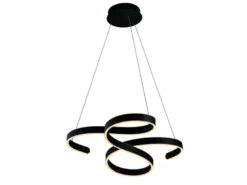 LED Pendelleuchte FRANCIS Anthrazit Stufen Dimmer geschwungen, Breite 72cm