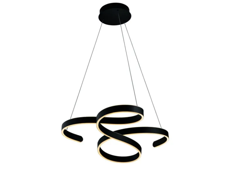 LED Pendelleuchte FRANCIS Anthrazit Stufen Dimmer geschwungen, Breite 72cm