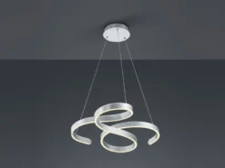 LED Pendelleuchte FRANCIS Silber Stufen Dimmer Design geschwungen, Breite 72cm