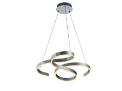 LED Pendelleuchte FRANCIS Silber Stufen Dimmer Design geschwungen, Breite 72cm