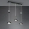 LED Pendelleuchte FRANKLIN 3-flammig höhenverstellbar dimmbar Anthrazit, B: 85cm