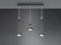 LED Pendelleuchte FRANKLIN 3-flammig höhenverstellbar dimmbar Anthrazit, B: 85cm