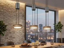 LED Pendelleuchte FRANKLIN 3-flammig höhenverstellbar dimmbar Anthrazit, B: 85cm