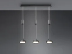 LED Pendelleuchte FRANKLIN 3-flammig höhenverstellbar dimmbar Anthrazit, B: 85cm