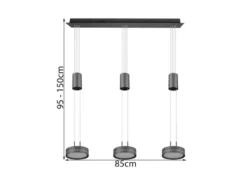 LED Pendelleuchte FRANKLIN 3-flammig höhenverstellbar dimmbar Anthrazit, B: 85cm