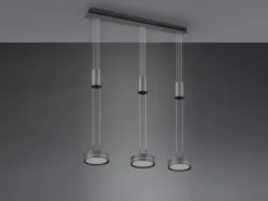 LED Pendelleuchte FRANKLIN 3-flammig höhenverstellbar dimmbar Anthrazit, B: 85cm
