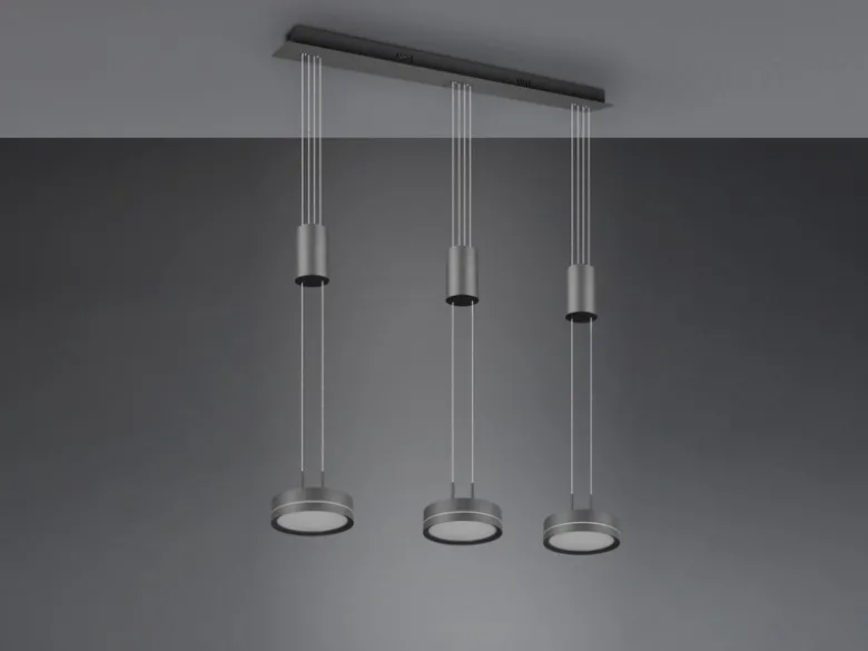 LED Pendelleuchte FRANKLIN 3-flammig höhenverstellbar dimmbar Anthrazit, B: 85cm