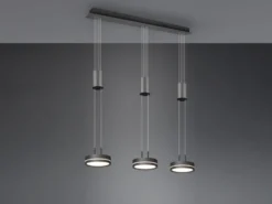 LED Pendelleuchte FRANKLIN 3-flammig höhenverstellbar dimmbar Anthrazit, B: 85cm