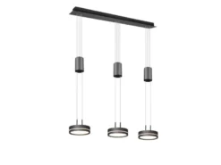 LED Pendelleuchte FRANKLIN 3-flammig höhenverstellbar dimmbar Anthrazit, B: 85cm