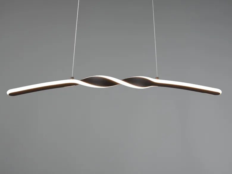 LED Pendelleuchte GINKO in Metall Schwarz geschwungen, Breite 79cm