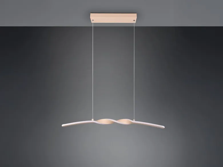 LED Pendelleuchte GINKO in Metall Beige geschwungen, Breite 79cm