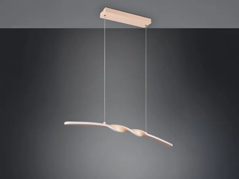LED Pendelleuchte GINKO in Metall Beige geschwungen, Breite 79cm