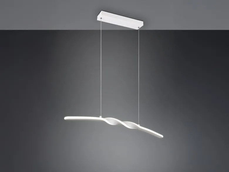 LED Pendelleuchte GINKO in Metall Weiß geschwungen, Breite 79cm
