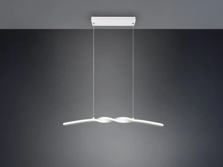LED Pendelleuchte GINKO in Metall Weiß geschwungen, Breite 79cm