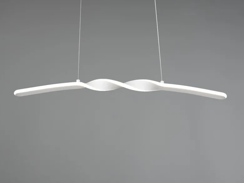 LED Pendelleuchte GINKO in Metall Weiß geschwungen, Breite 79cm