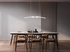 LED Pendelleuchte GINKO in Metall Weiß geschwungen, Breite 79cm