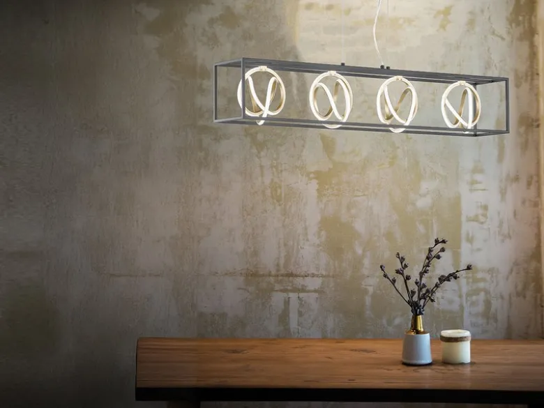 LED Pendelleuchte GISI 4-flammig Schwarz Gold dimmbar & Tageslicht, Breite 110cm