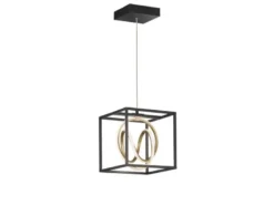 LED Pendelleuchte GISI Schwarz Gold dimmbar & Tageslicht, Breite 25cm