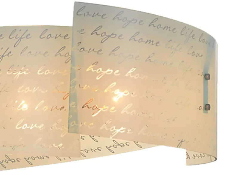 LED Pendelleuchte Glas Lampenschirm mit Schrift Dekor, Ø 50cm