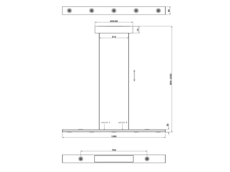 LED Pendelleuchte GRAHAM dimmbar & stufenlos höhenverstellbar, Schwarz, B: 109cm