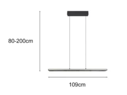 LED Pendelleuchte GRAHAM dimmbar & stufenlos höhenverstellbar, Schwarz, B: 109cm