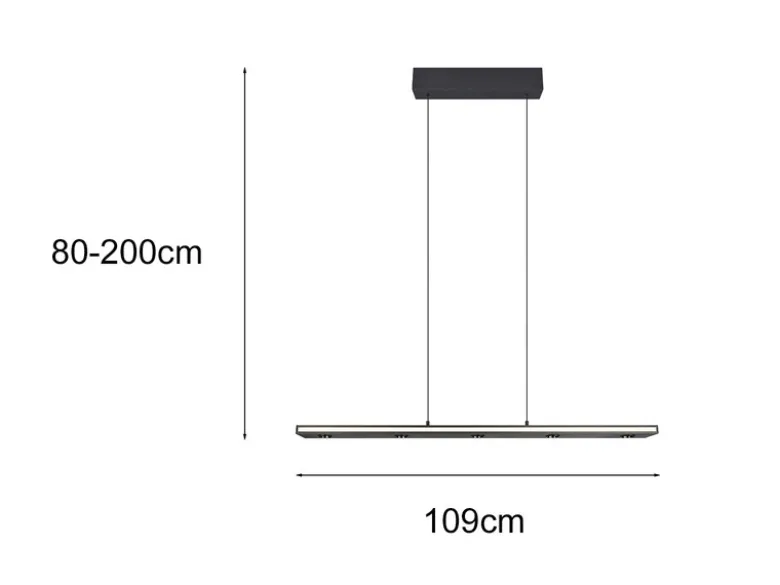 LED Pendelleuchte GRAHAM dimmbar & stufenlos höhenverstellbar, Schwarz, B: 109cm