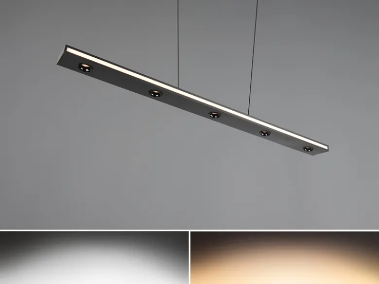 LED Pendelleuchte GRAHAM dimmbar & stufenlos höhenverstellbar, Schwarz, B: 109cm