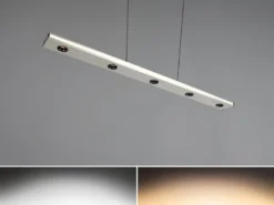 LED Pendelleuchte GRAHAM dimmbar & stufenlos höhenverstellbar, Silber, B: 109cm