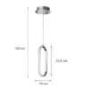 LED Pendelleuchte HARLEY mit Kristall Ring oval einflammig Silber, Breite 16cm
