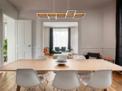 LED Pendelleuchte HARPER dimmbar Holzbrett naturbelassen, Breite 115cm
