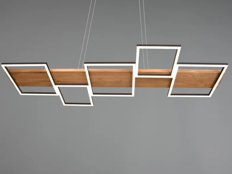 LED Pendelleuchte HARPER dimmbar Holzbrett naturbelassen, Breite 115cm