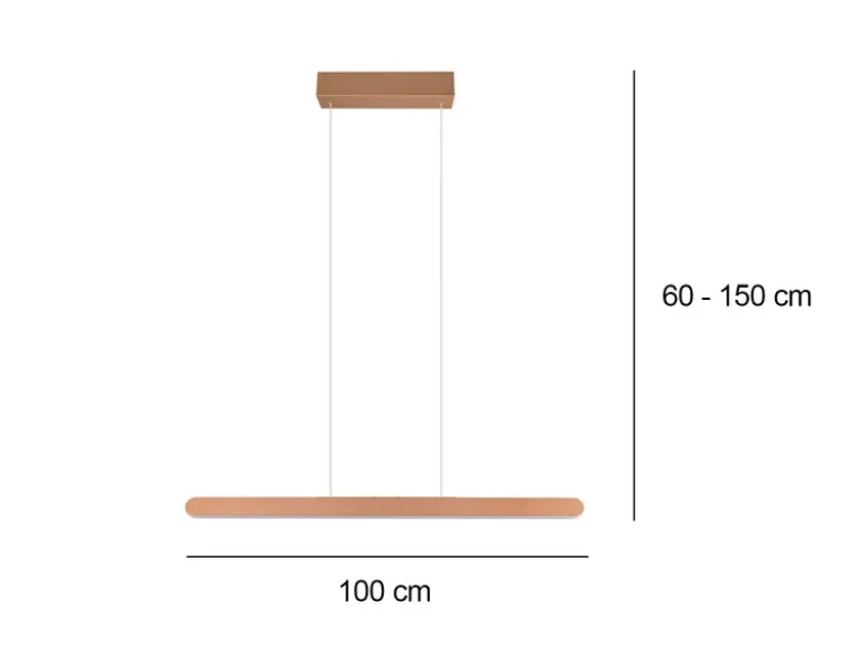 LED Pendelleuchte HELIOS Coffee dimmbar & höhenverstellbar, Breite 100cm