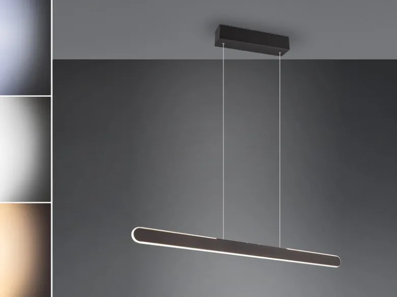 LED Pendelleuchte HELIOS Schwarz dimmbar & höhenverstellbar bis 150cm, B: 100cm