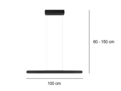LED Pendelleuchte HELIOS Schwarz dimmbar & höhenverstellbar bis 150cm, B: 100cm